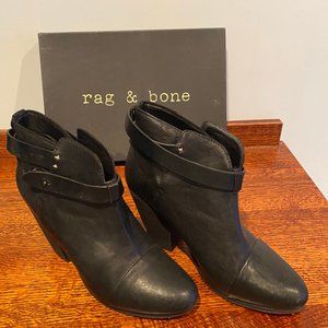 Black leather Rag & Bone Harrow booties size 10
